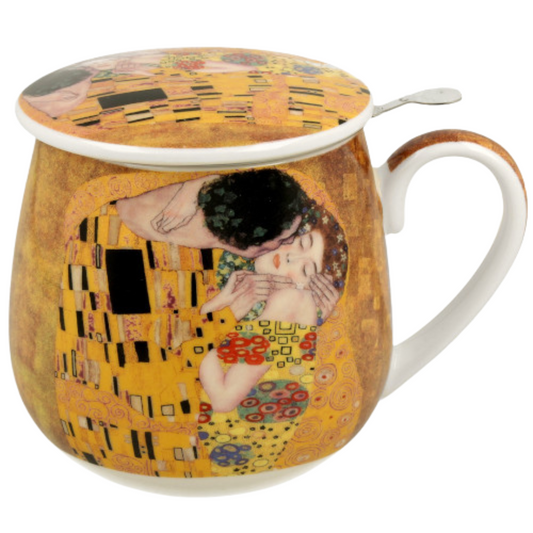 Taza Beso Klimt con tapa, filtro y caja de regalo 400ml